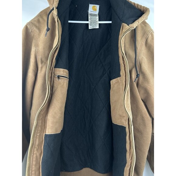 Vintage Carhartt J130 Hooded Coat Jacket Men's XL BRN Canvas Zip RN 14806 - Picture 12 of 12